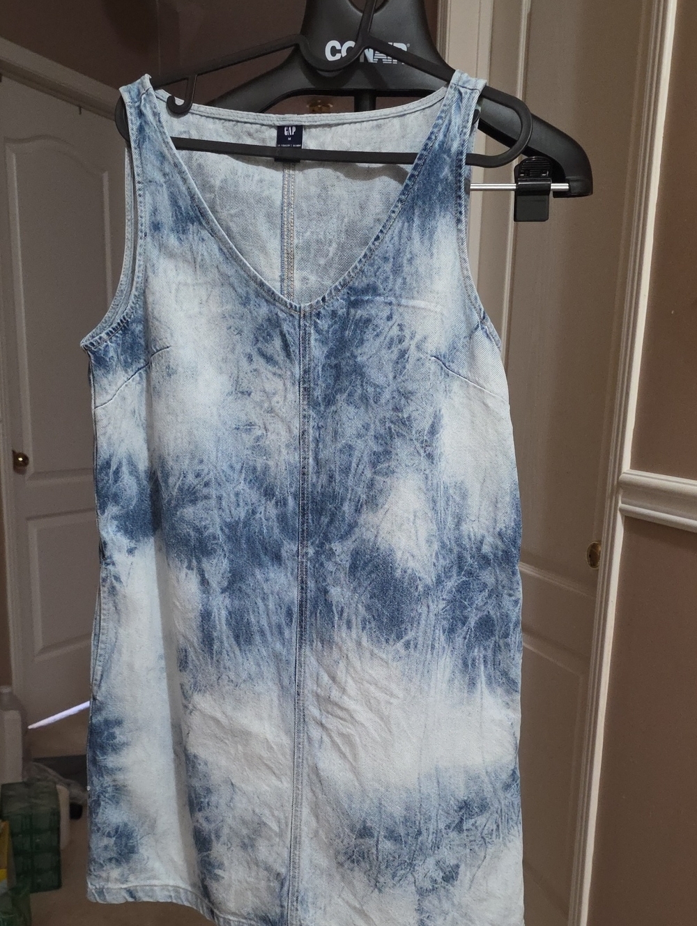 GAP Blue and White Tie-Dye Denim Dress